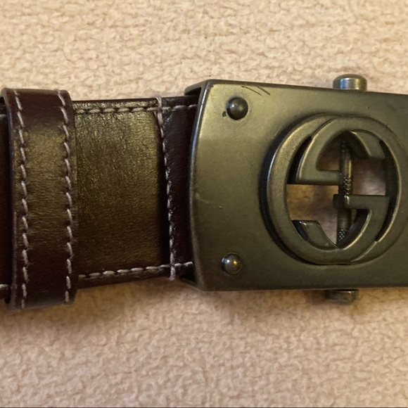 Gucci classic stripe textile belt,red green leather accents, slip bar closure - Picture 2 of 7